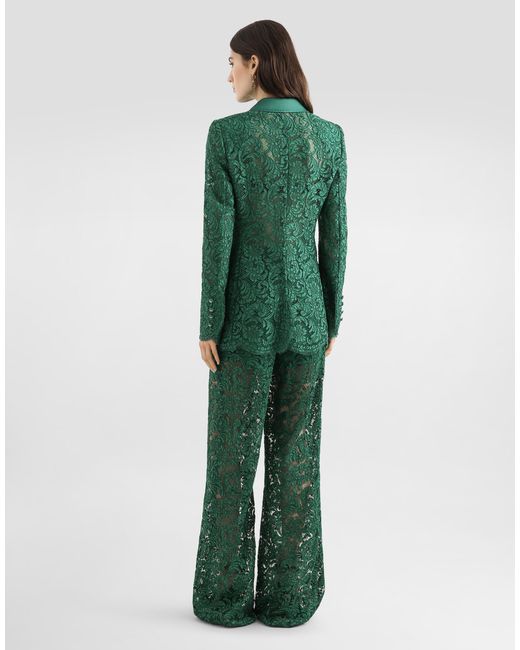 Dolce & Gabbana Green Double-Breasted Lace Jacket