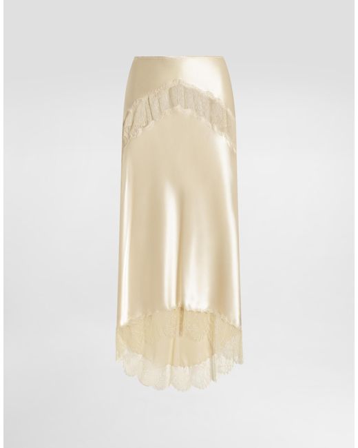 Dolce & Gabbana White Silk Satin Skirt