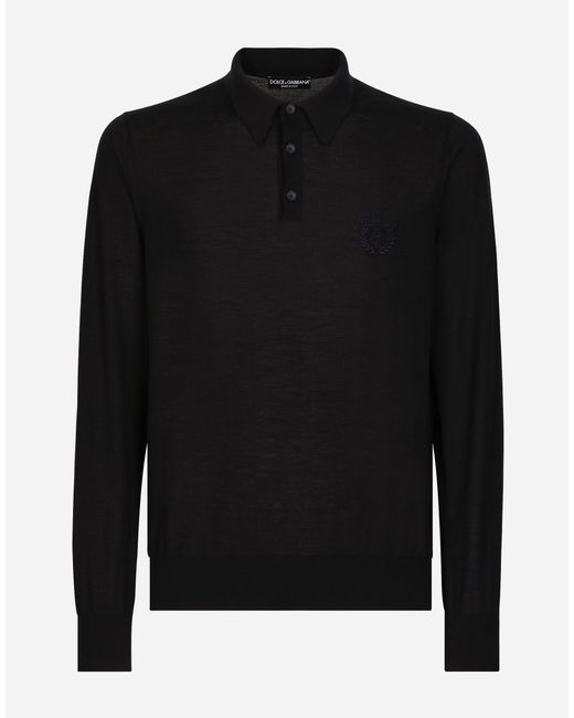 Dolce & Gabbana メンズ ブラック ポロスタイルセーター カシミア Dg