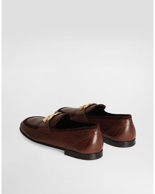 Dolce & Gabbana Brown Calfskin Slippers for men