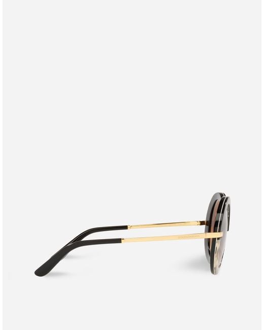 Dolce & Gabbana Half Print Sunglasses Brown