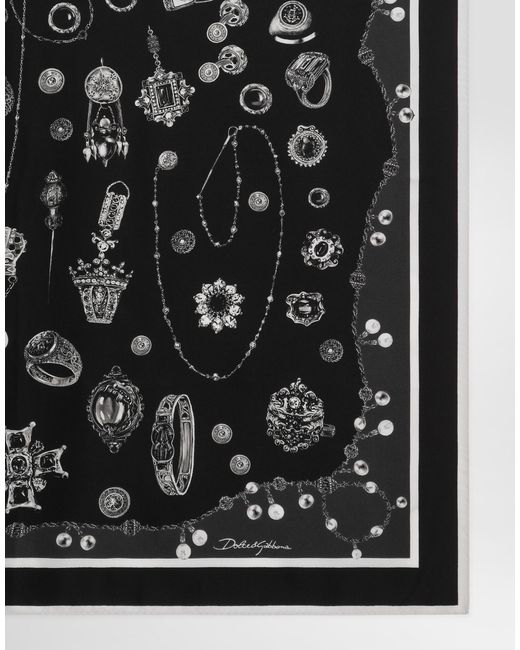 メンズ Dolce & Gabbana Medals- 70X70 Silk Twill Scarf Black