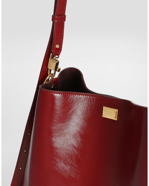 Dolce & Gabbana Red Large Vittoria Calfskin Shoulder Bag