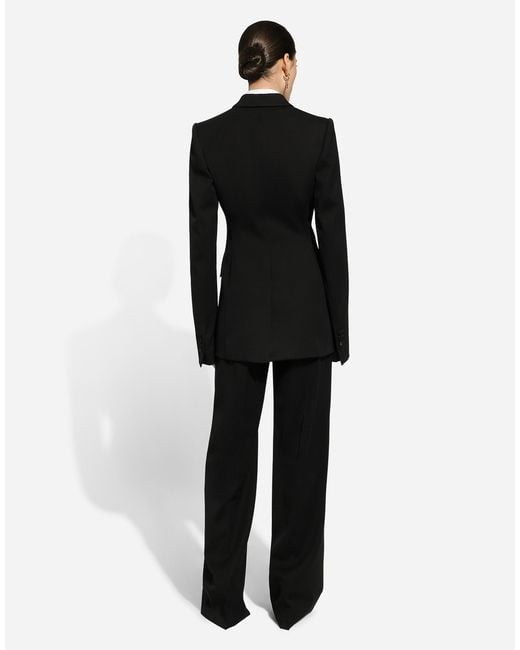 Dolce & Gabbana Black Flared Wool Gabardine Pants