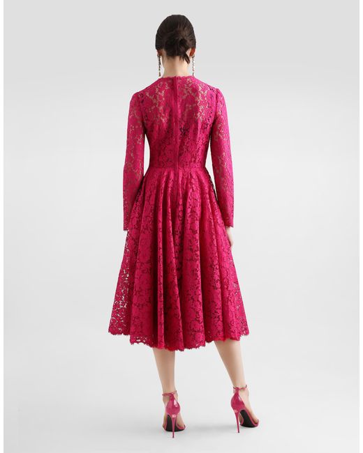 Dolce & Gabbana Pink Calf-Length Circle-Skirt Dress