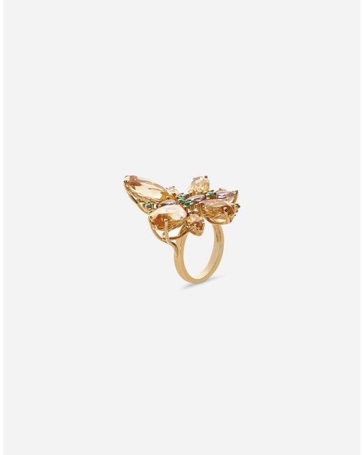 Dolce & Gabbana Metallic 18K Butterfly Citrine Ring