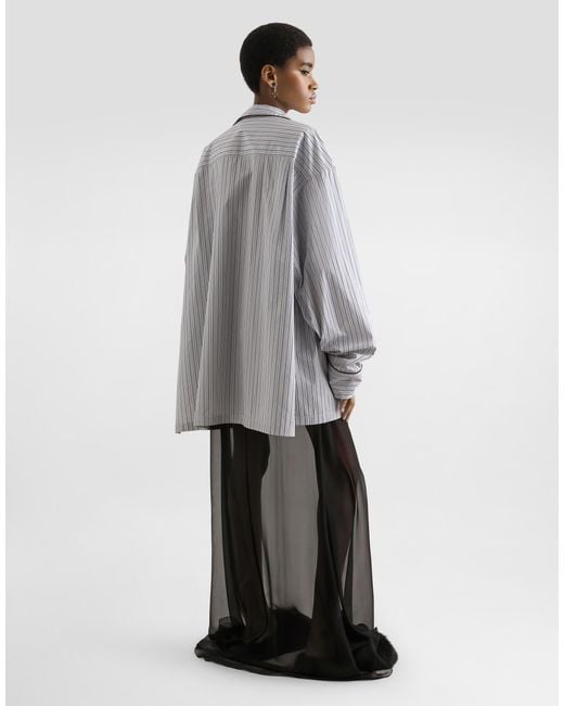 Dolce & Gabbana White Vanity Striped Poplin Shirt