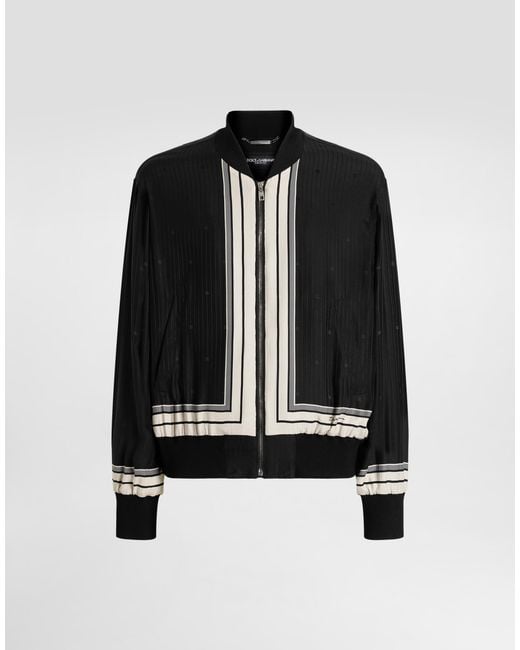 Dolce & Gabbana Black Printed Oversized Bomber Jacket for men