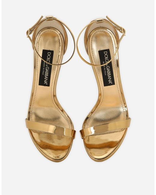 Dolce & Gabbana Metallic Mirrored-Effect Calfskin Sandals
