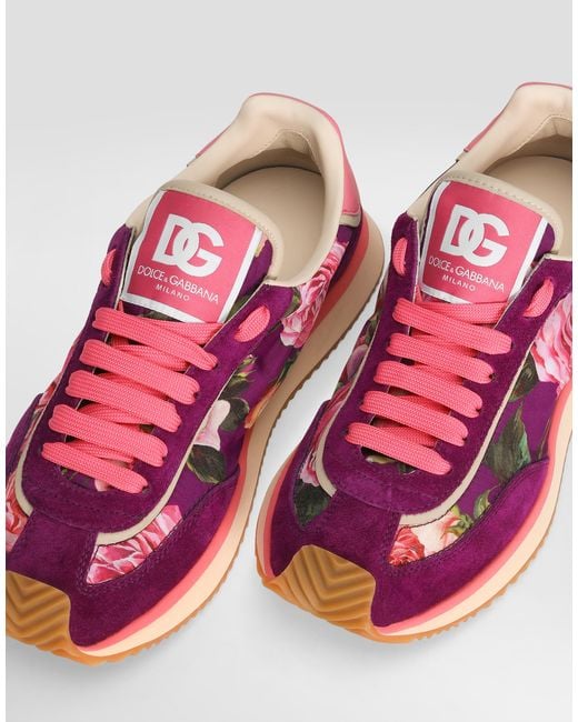 Dolce & Gabbana Pink Mixed-Material Dg Cushion Sneakers