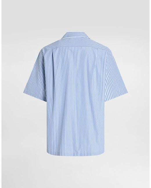 Dolce & Gabbana Blue Hawaii Striped Poplin Shirt for men