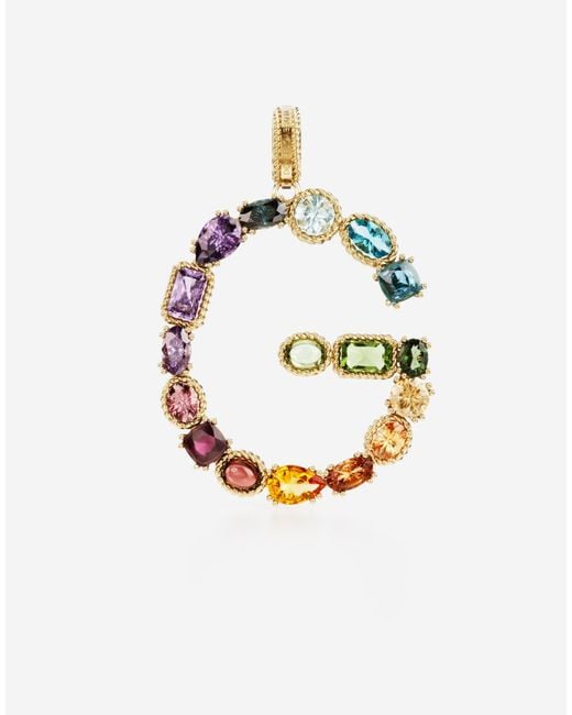 Dolce & Gabbana White Charm G Lettering 18Kt And Multicolored Gems