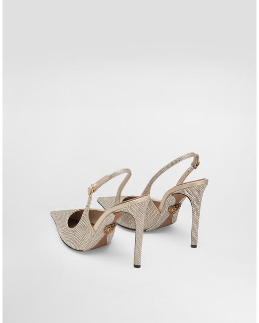 Dolce & Gabbana White Devotion Satin Slingback With Rhinestones
