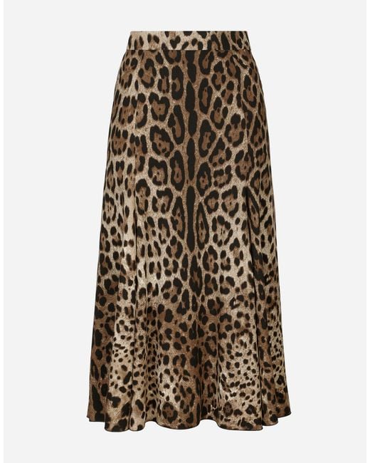 Dolce & Gabbana Natural Leopard-print Cady Circle Skirt