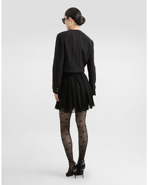 Dolce & Gabbana Black Pleated Chiffon Skirt