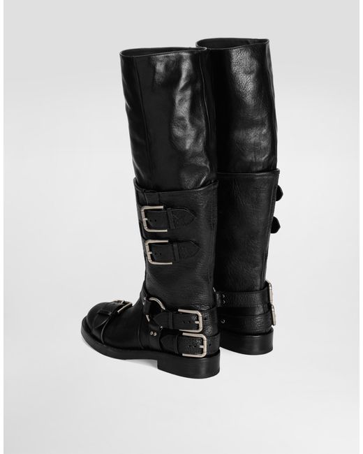 Dolce & Gabbana Black Horse Leather Boots