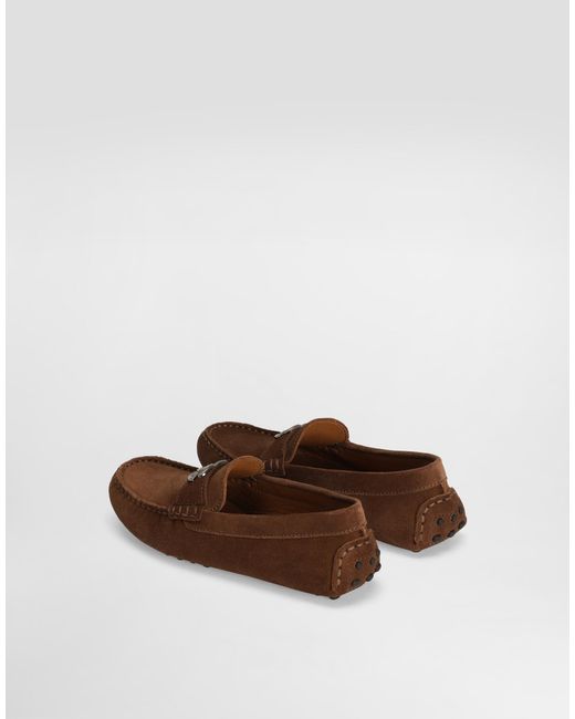 Mocasín De Serraje Con Logotipo Dg Dolce & Gabbana de hombre de color White