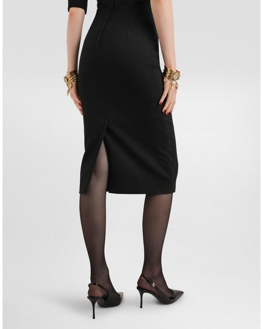 Dolce & Gabbana Black Double Wool Crêpe Dress