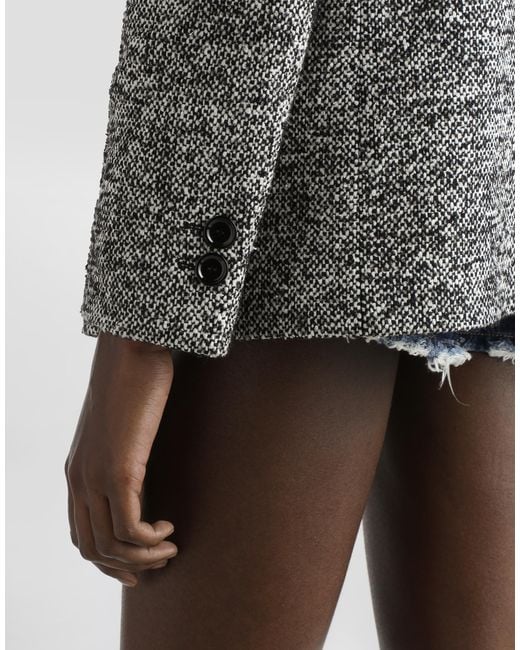 Dolce & Gabbana Gray Short Double-Breasted Coat