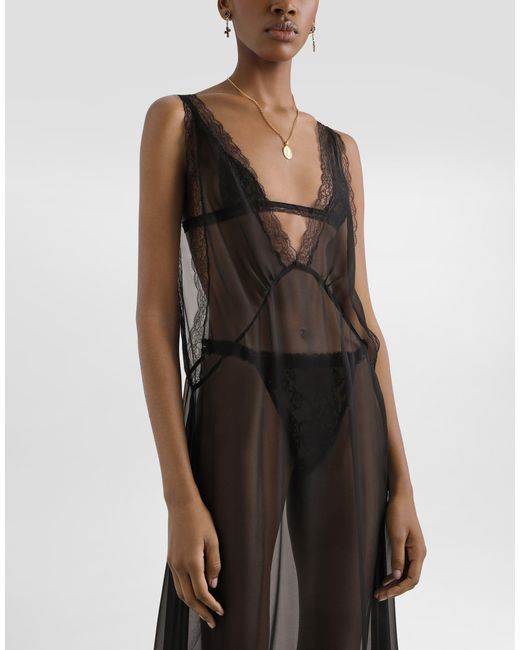 Dolce & Gabbana Black Long Chiffon Dress