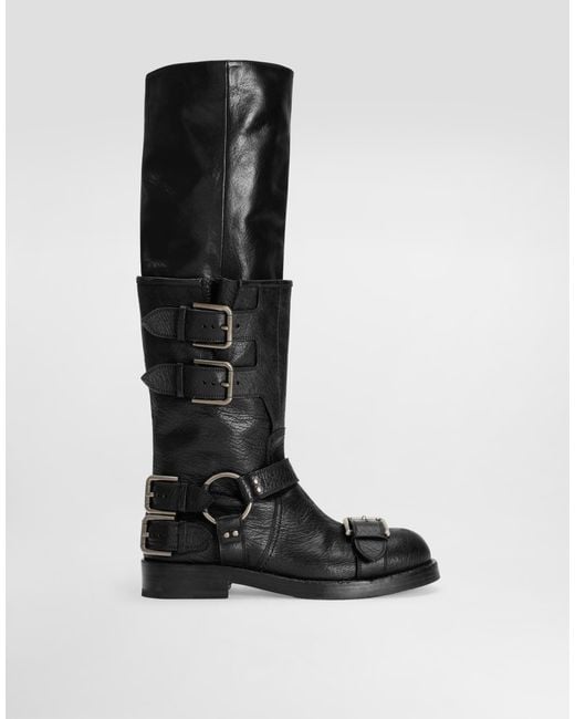 Dolce & Gabbana Black Horse Leather Boots