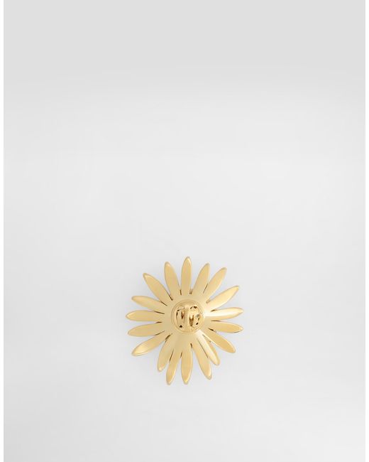 Dolce & Gabbana Metallic Sartoria Floral Brooch With Rhinestones for men