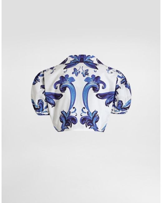 Dolce & Gabbana Blue Dg Exclusive Majolica- Poplin Shirt