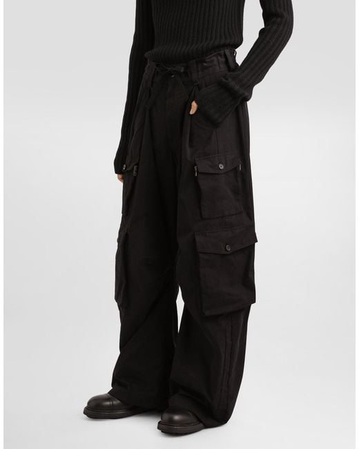 Dolce & Gabbana Faille Cargo Trousers in Black für Herren