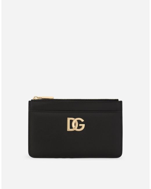 Dolce & Gabbana Leather Calfskin Card Holder With Dg Logo in Black Lyst