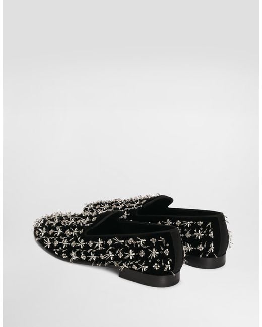 Dolce & Gabbana White Velvet Slippers for men