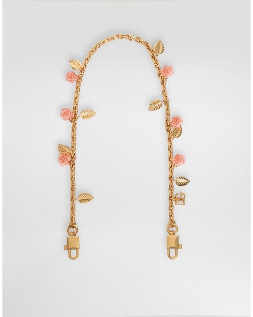 Dolce & Gabbana White Metal Shoulder Strap With Roses