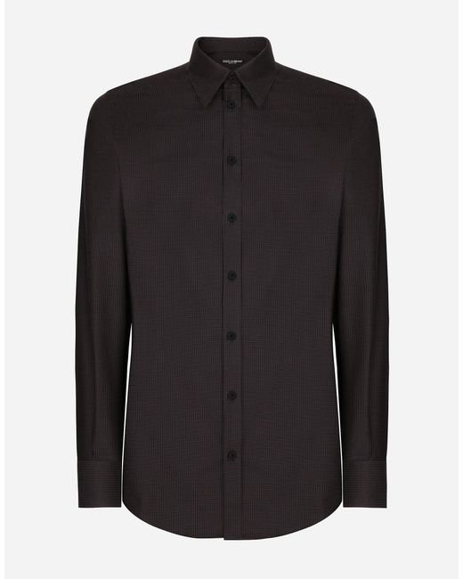 Dolce & Gabbana Black Cotton Martini-Fit Shirt for men