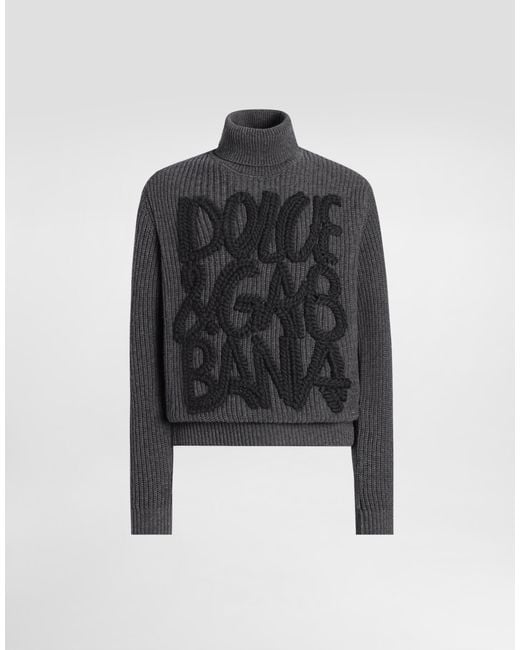 メンズ Dolce & Gabbana Wool Turtleneck With Embroidery Black