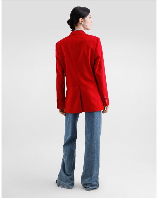 Dolce & Gabbana Red Oversize Double-Breasted Cashmere Jacket