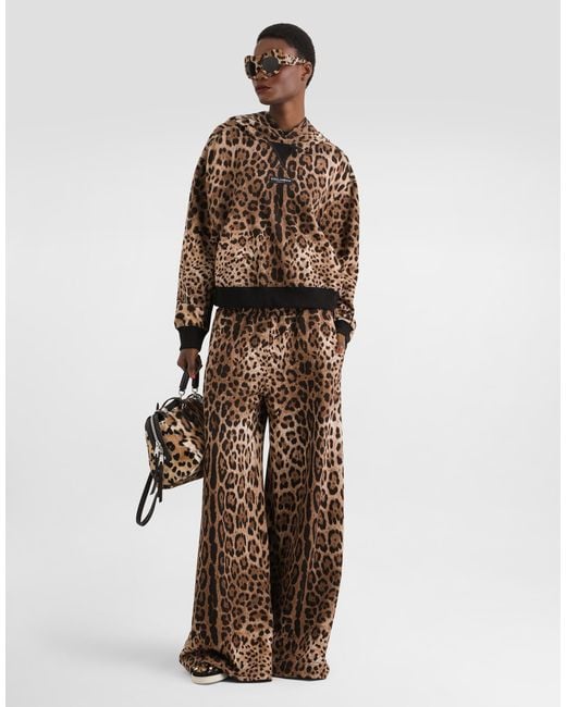 Dolce & Gabbana Brown Leo- Fleece Trousers�
