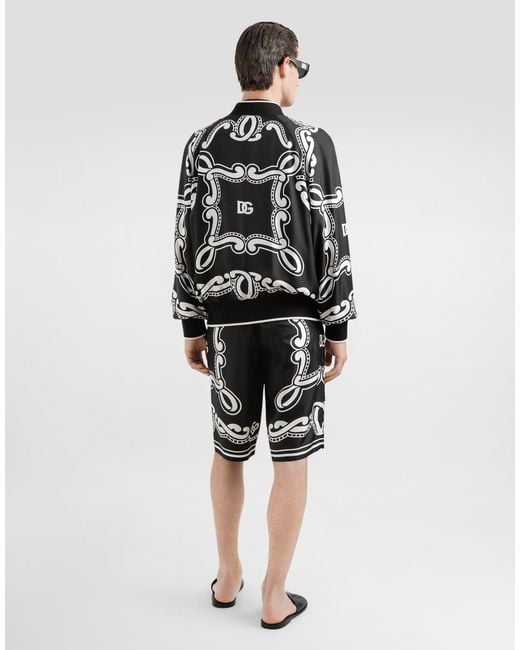 メンズ Dolce & Gabbana バンダナプリントシルク ショートパンツ Black