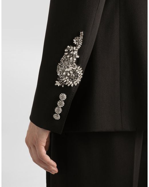 Dolce & Gabbana Black Single-Breasted Jacket With Jewel Embellishments for men