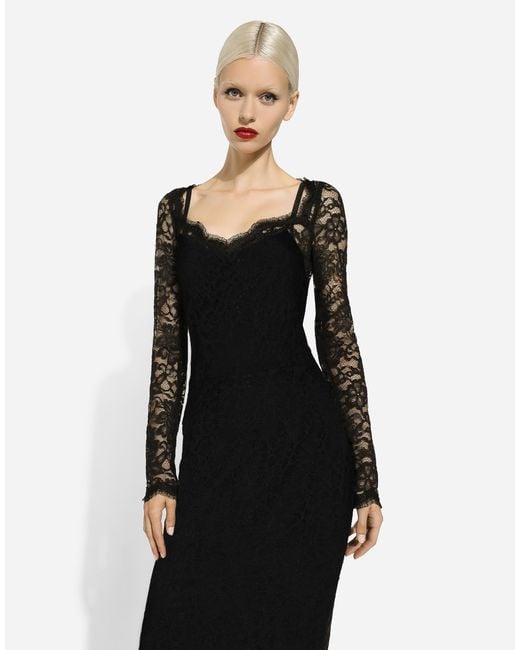 Dolce & Gabbana ミディドレス フローラルレース Black