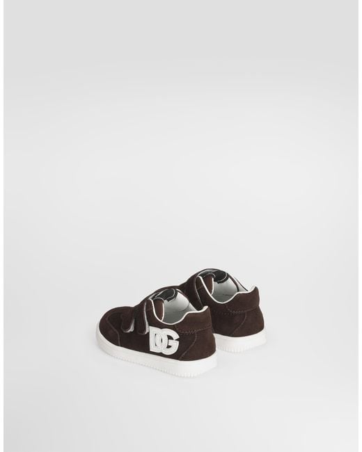 Dolce & Gabbana White Dg Original Velour Fabric Sneakers for men