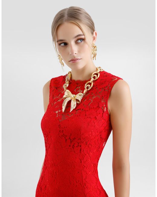Dolce & Gabbana Red Calf-Length Sheath Dress