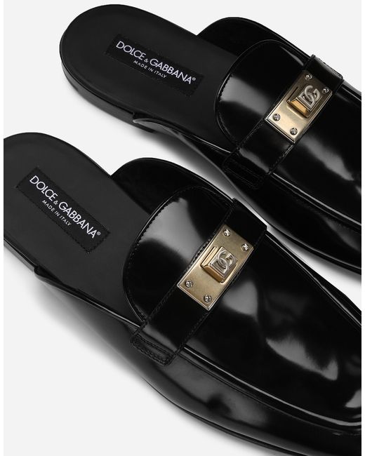 Dolce & Gabbana Black Brushed Calfskin Mules for men