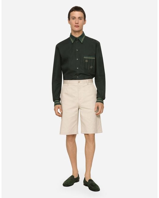 Bermuda En Coton Stretch Avec Plaquette À Logo Dolce & Gabbana pour homme en coloris Natural