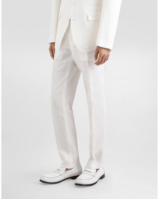 メンズ Dolce & Gabbana テーラード リネン パンツ White