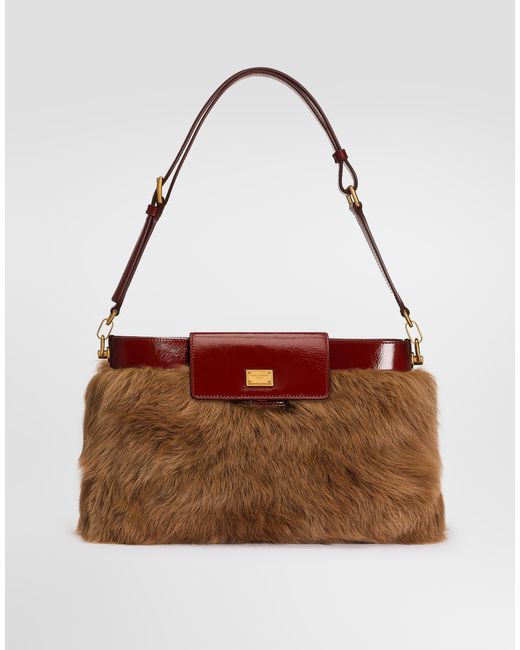 Dolce & Gabbana Brown Vittoria Fur And Calfskin Shoulder Bag