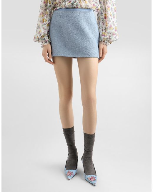 Dolce & Gabbana Blue Basketweave Skirt
