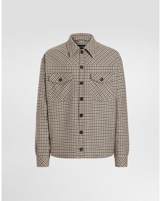 Dolce & Gabbana Gray Quilted Houndstooth Wool Jacket for men