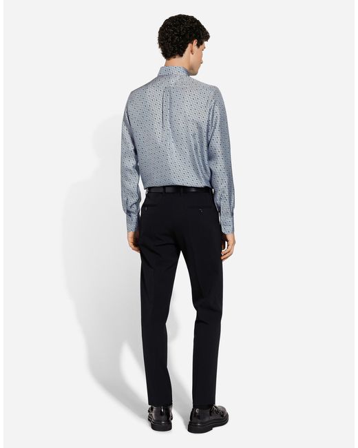 Dolce & Gabbana Seidenhemd Martini Krawattenprint in Blue für Herren