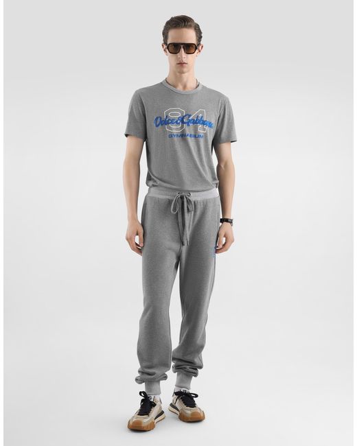 Dolce & Gabbana Gray Cotton T-Shirt With Print for men