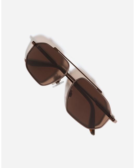 Dolce & Gabbana Brown Metal Classic Sunglasses for men