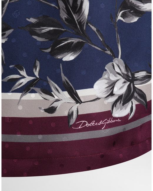 Dolce & Gabbana Blue Peony-Print Hawaii Twill Shirt for men